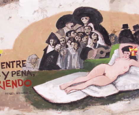 La maja desnuda. Caricaturista Ortuno. Mural homenaje Miguel Hernandez